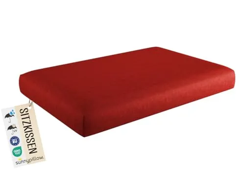sunnypillow Palettenkissen Outdoor, wasserdicht, UV-lichtecht - Sitzkissen 120x80x15 cm - Palettenauflage für Palettensofa für Haus und Garten - Palettenpolster für Palettenmöbel - Kissen Rot