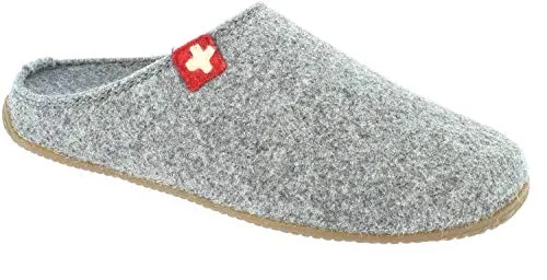 Living Kitzbühel Unisex-Erwachsene Pantoffel Schweizer Kreuz mit Fußbett Pantoffeln,Grau (Grau 610), 42 EU