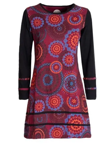 Vishes - Alternative Bekleidung - Damen Langarm Longshirt-Kleid Sweatkleid Shirt-Kleid Madalas dunkelrot 42-44