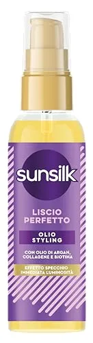 Sunsilk Styling-Öl, glatte perfekte Linie, Öl für glattes Haar, Anti-Frizz-Effekt, ultraleichte Textur, mit Arganöl, Kollagen und Biotin, 75 ml