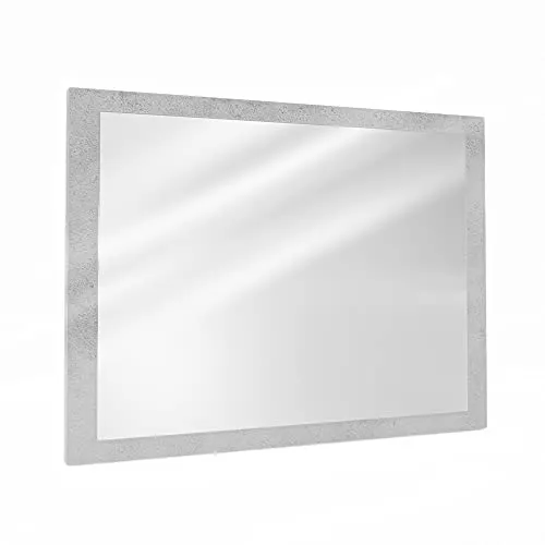 Vicco Badspiegel Kiko, Beton/Weiß, 45 x 60 cm - Stylischer Badspiegel mit Rahmen in Betonoptik, ideal für moderne Badezimmer. Maße: 45x60 cm, wandfertig und leicht zu montieren.