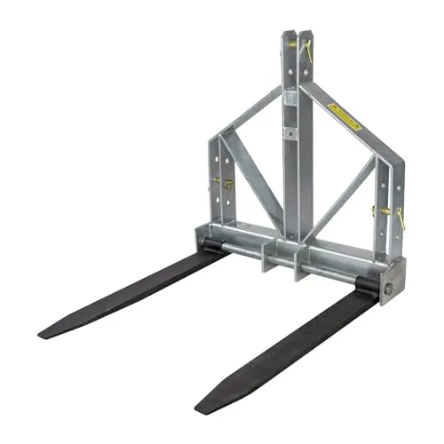 DEMA Palettengabel DPG900Z Kat 1+2 - Baumaschinen mit 900 kg Traglast, robust aus Vollmetall, feuerverzinkt für Langlebigkeit und vielseitige Anwendung, platzsparend klappbar und einfach montierbar.