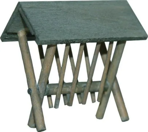 Krippenzubehör, Futterkrippe mit Dach, Höhe 10cm