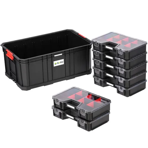 Werkzeugkasten offen Box mit 7x Organizer Sortimentskasten Kleinteilefächer