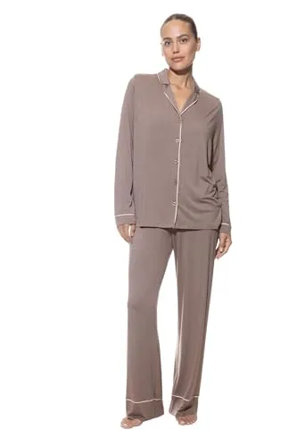 Mey Nachtwäsche Serie Pure Chic Damen Schlafanzüge Milk'n Coffee S(S) - Schlafanzüge für Damen, 2-teilig mit legerer Passform für optimalen Komfort und stilvolles Design - ideal für entspannte Nächte.