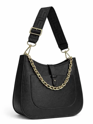 COLLEZIONE ALESSANDRO Schultertasche München aus Rindsleder schwarz - Elegante Schultertasche aus hochwertigem Rindsleder, Made in Italy. Mit praktischem Reißverschluss und abnehmbarem, verstellbarem Schulterriemen – ideal für den täglichen Gebrauch.
