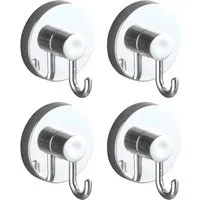 WENKO Klebehaken Vacuum-Loc, Set mit 4 Stück - Gardinenhaken aus silberfarbenem Stahl, einfach anzubringen und ohne Bohren, ideal für eine saubere und flexible Aufhängung in Ihrem Zuhause.