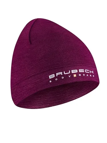 BRUBECK Funktions-Merinowolle - Mütze | Temperaturregulierend | Funktional | Atmungsaktiv | Motorrad | Ski | Laufen | HM10180, Größe:L/XL, Farbe:Pflaume