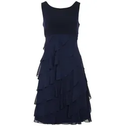 Swing Damen Olivia Kleid, Blau (Marine 300), 42 (42) - Cocktailkleid mit U-Boot Ausschnitt und taillierter Passform, fließende Volants und eleganter tiefer Rückenausschnitt für einen besonderen Auftritt.