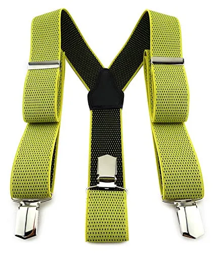 TigerTie Unisex Hosenträger in Y-Form mit 3 extra starken Clips - Farbe in gelb schwarz gepunktet - hochwertige Verarbeitung - Breite 35 mm