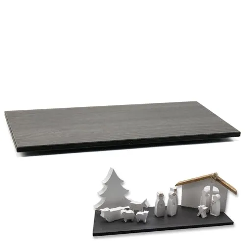 younikat Dekotablett Weihnachten Schwarz - Dekoteller länglich 40 cm lang - Krippe Advent I you0127