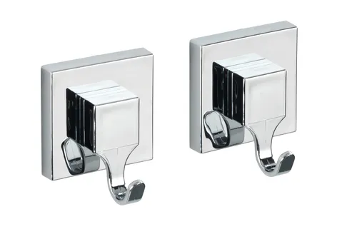 WENKO Wandhaken 2er Set Vacuum-Loc Saug-System verchromt ABS eckiges Design