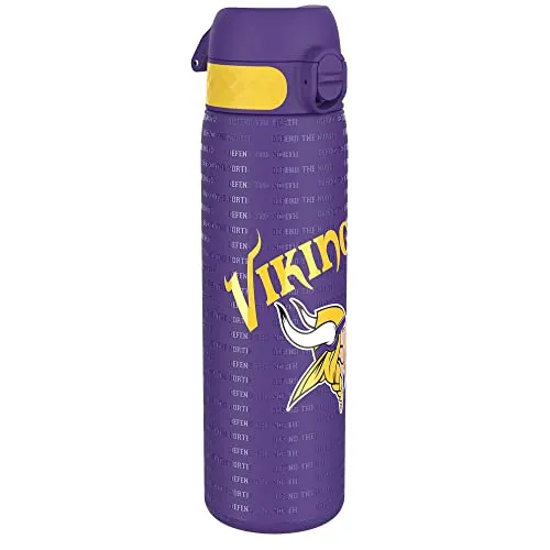 ion8 NFL Minnesota Vikings Edelstahl Trinkflasche 600 ml, auslaufsicher und leicht zu öffnen - EDELSTAHL TRINKFLASCHE – Diese robuste und langlebige Flasche ist ideal für Kinder und Erwachsene. Mit einfachem Flipdeckel für schnelles Nachfüllen und praktischer Handhabung – perfekt für Schule, Alltag und Reisen.