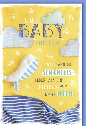 Geburt – Baby – Freudiges Ereignis - Glückwunschkarte im Format 11,5 x 17 cm mit