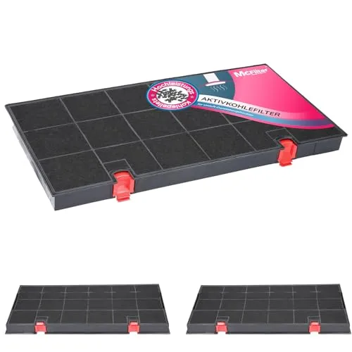McFilter I 3x Aktivkohlefilter für Dunstabzugshaube - Dunstabzugshaubenfilter, 3 Aktivkohlefilter für effektive Geruchsbindung, kompatibel mit mehreren Marken wie AEG, Bauknecht und Siemens.