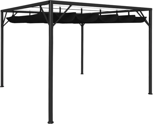 The Living Store Gartenpavillon 3x3 m mit ausziehbarem Dach in Anthrazit