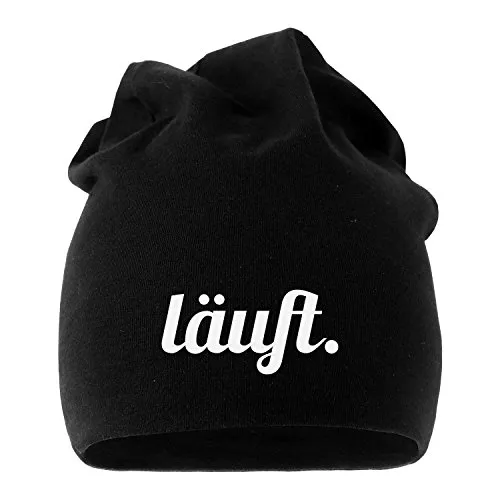 MoonWorks Jersey Beanie läuft Mütze Bedruckt Herren Damen schwarz Unisize