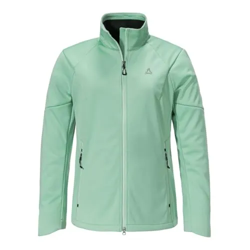 Schöffel Damen Style Fracon Softshell Jacke XL in Grün - Wetterabweisende Softshelljacke, ideal für sportliche Aktivitäten, bietet Komfort und Vielseitigkeit beim Wandern.