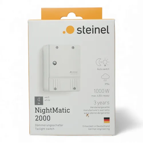 Steinel Dämmerungsschalter NightMatic 2000 weiß - Smart Home Dämmerungsschalter mit automatischer Lichtsteuerung, ideal für energiesparende Beleuchtung im Außenbereich.