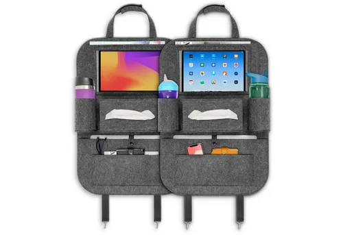 ECENCE Auto-Rückenlehnentasche 2x Rückenlehnen-Schutz - Rückenlehnentaschen aus robustem Filz, schützen Ihre Rücksitze vor Schmutz und Kratzern, ideal für Familien und Haustierbesitzer.