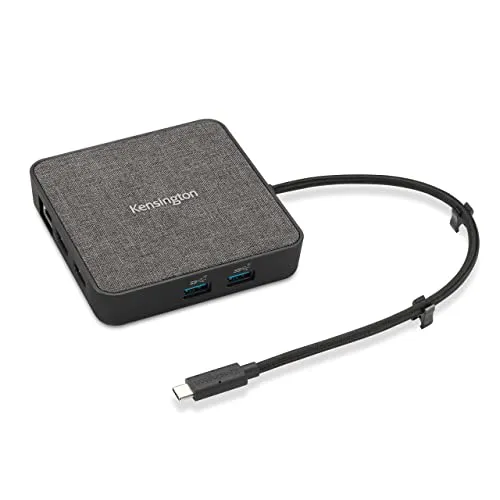 Kensington Dockingstation MD120U4 USB4 & Thunderbolt4 Mobile - Mobile Dockingstation für Notebook, unterstützt duale 4K-Ausgabe und bietet 100 W Power Pass-Through – ideal für produktives Arbeiten unterwegs.