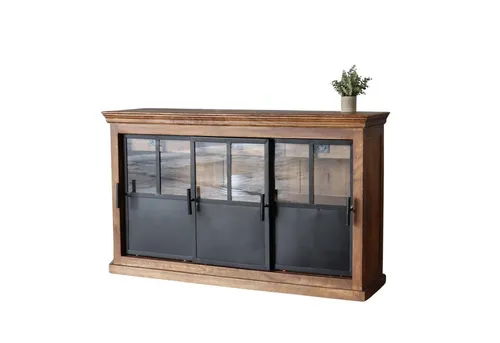 baario Sideboard IVETTE - Industrial Style aus massivem Mangoholz - Kommode im Industrial Style, gefertigt aus massivem Mangoholz mit 3 Schubladen und fertig montiert. Ideal für stilvolle Wohnräume.