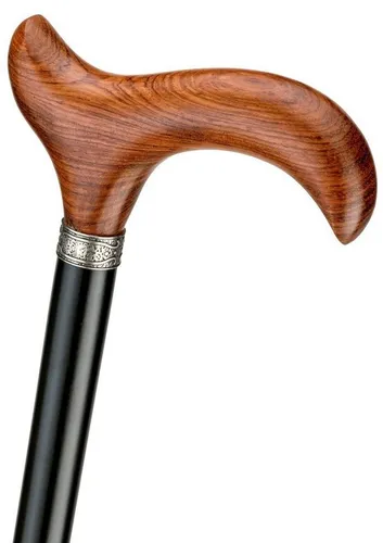 Stockshop Gehstock Gehstock Spazierstock BUBINGA Derbygriff aus Bubingaholz+Stock schwarz