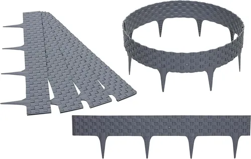 GARDENIX 3,2m Rattan Beeteinfassung Beetumrandung Rasenkante Gartenpalisade Beetzaun – Grau