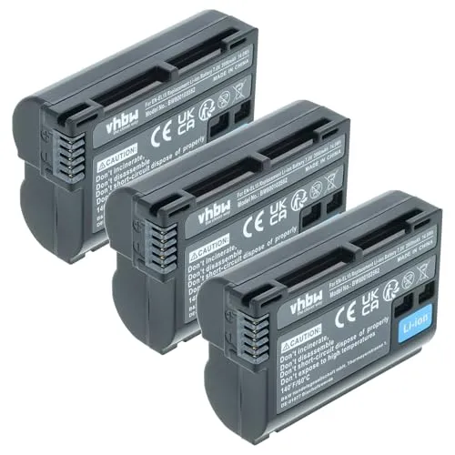 vhbw 3X Akku kompatibel mit Nikon WT-7, Z6 II, Z5 II, Z6 III, Z7, Z7 II, Z6, Z5, MH-25a, D850, D810a Kamera (2000 mAh, 7 V, Li-Ion), Infochip
