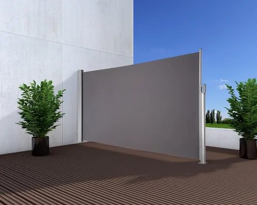 NOOR Seitenmarkise Exklusiv 120x350cm - Anthrazit Sicht- & Windschutz - Sicht-, Wind- & Lärmschutzwand mit einer Breite von 350 cm und Höhe von 120 cm, inklusive Befestigungsmaterial für einfache Montage.