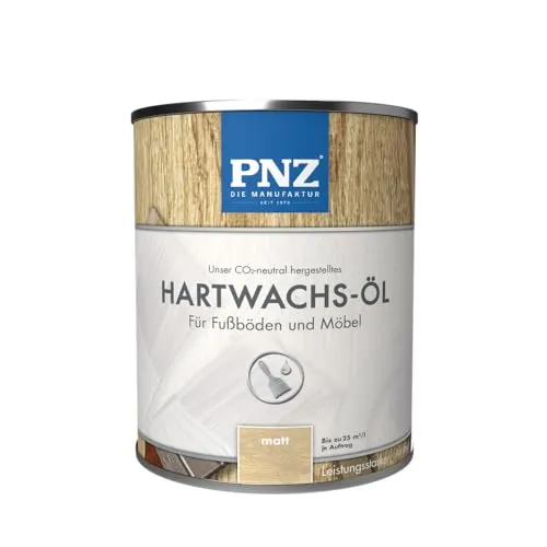 PNZ Hartwachsöl für Innen - Nachhaltiger Holzschutz - Holzöle für vielseitige Anwendungen: Schützt Holzoberflächen vor Feuchtigkeit und UV-Strahlung, ideal für Möbel und Böden. Made in Germany, CO2-neutral und speichel- sowie schweißecht.
