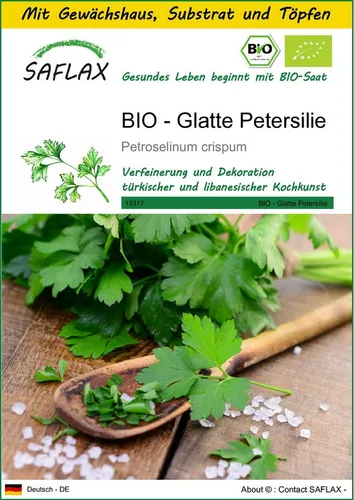 SAFLAX Kräutersamen SAFLAX - Anzuchtset - BIO - Glatte Petersilie