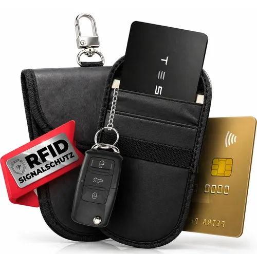 RUHE Schlüsseltasche RFID-Blocker Autoschlüssel TESLA Karte Kreditkarte Keyless Go Schutz (Packung, 1-tlg., 2 PACK), Innerer Schlüsselanhänger Signalabschirmung Auto Diebstahlschutz KFZ