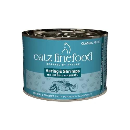catz finefood N° 13 Hering & Shrimps Feinkost Katzenfutter nass, verfeinert mit Kürbis & Aloe Vera, 6 x 200g Dosen