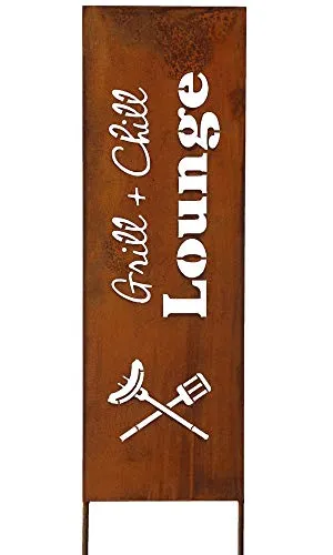 Schild Spruchtafel Gartenschild Edelrost rostige Gartendeko 115cm Edelrost (Grill & Chill)
