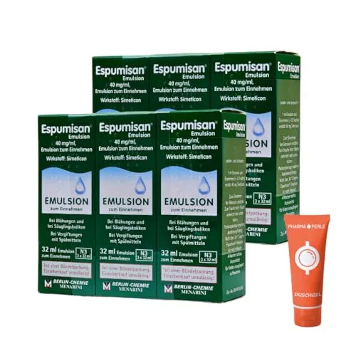 Espumisan Emulsion bei Blähungen Säuglingskoliken 3-Monatskolik Entschäumer Simeticon I Sparset mit Pharma Perle give-away (6 x 32 ml)
