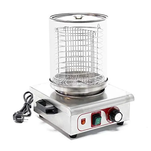 Wiltec Hot Dog Gerät 450 W aus Edelstahl, 260 x 290 x 380 mm, Wurstkocher Würstchenwärmer Hot Dog Maker Eierkocher Dämpfer