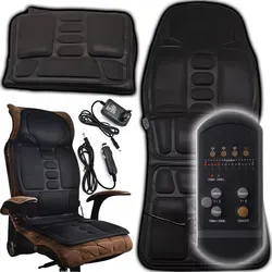 Massagesitzauflage, Massagematte Auto, 12V-Zigarettenanzünder mit 5 Vibrationsmotoren und Wärmefunktion Sitzheizung Auflage 113x48cm Retoo - Schwarz