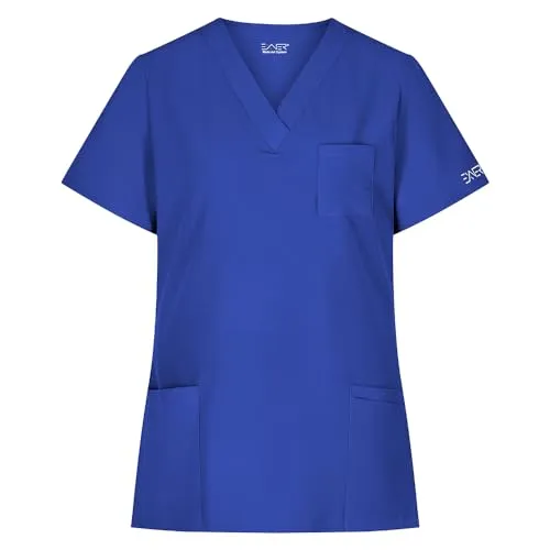 EXNER medizinischer Schlupf-Kasack, Regular fit Stretch, für Damen in Krankenpflege, Altenpflege, Kosmetik, Medizin, royal blau, Größe L