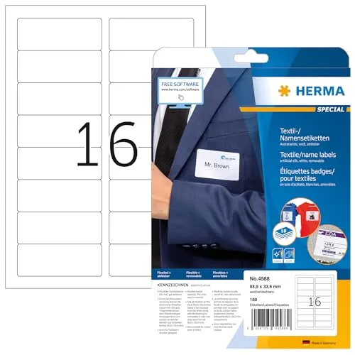 HERMA 4588 Ablösbare Namensetiketten, 5120 Stück - Ablösbare Etiketten, selbstklebend und bedruckbar, ideal für sauberes Beschriften ohne Klebereste - umweltfreundlich und perfekt für Laser- und Kopiergeräte.