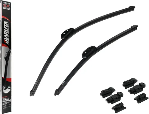 MARUTA Perleffekt Scheibenwischer SET für Golf 7 & 8 - 650mm/450mm - Ersatzwischblätter für beste Sicht bei Wind & Wetter - mit exklusiver Silikon-Gummitechnologie für streifenfreies Wischen und gleichmäßigen Anpressdruck.