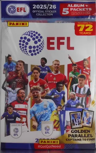 Panini EFL Offizielle Aufkleber Sammlung 2025 Starterpaket: Album + 5 Päckchen