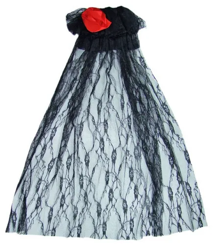 Funny Fashion Kostüm Schleier zum Spanierin Kostüm mit roter Blume