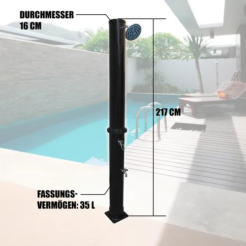 Mauk Solar-Dusche mit 35 Litern - umweltfreundliche Gartendusche - Gartenduschen: Genießen Sie warmes Wasser im Freien mit der umweltfreundlichen Solar-Dusche und einem großzügigen Fassungsvermögen von 35 Litern.