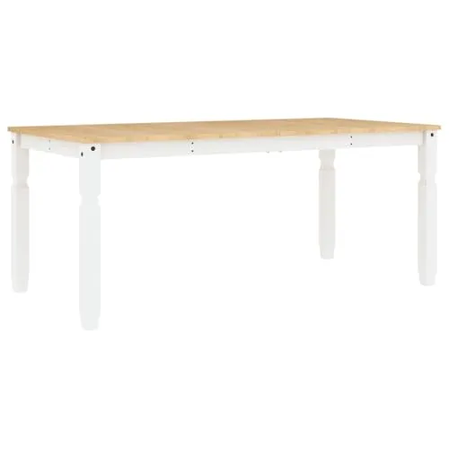 vidaXL Esstisch Corona Weiß 180x90 cm - Massivholz Kiefer - Eleganter Esstisch aus massivem Kiefernholz in Weiß, ideal für Küche oder Esszimmer. Die robuste Tischplatte bietet Platz für Speisen und Deko, während die einfache Reinigung für Komfort sorgt.