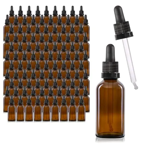 Oputec 105 x 50ml Pipettenflasche aus Braunglas mit Glaspipette: Großpackung Apotheker-Flaschen für Aromatherapie, Kosmetik, Tropfflasche lichtgeschützt, für pharmazeutische Anwendungen und Labor