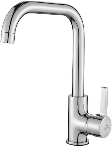 Design Spültischtischarmatur mit L-Auslauf in Chrom