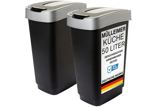 Centi Mülleimer Duo Abfalleimer 2 Fächer - Geruchsdichter Abfalleimer mit schwingdeckel für effiziente Mülltrennung in Küche und Büro – modernes Design und einfache Handhabung für ein angenehmes Raumklima.