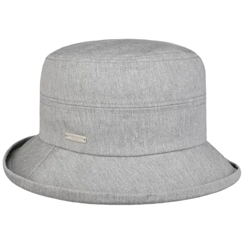Seeberger Plain Bucket Stoffhut mit UV-Schutz Sonnenhut Sommerhut Damenhut Fischerhut Damen - Futter Frühling-Sommer Sommer - One Size grau