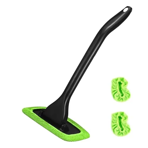 Autowaschbürste Kit, Auto Scheibenreiniger Kit, Fensterwischer mit um 180 Grad drehbarem Reinigungstuch, Autoscheiben Innenreiniger Reinigungswerkzeug für KFZ, Wohnmobil, LKW, Fenster